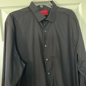 Alfani fitted black button down long sleeve shirt 17 1/2 neck xl 34-35 sleeve